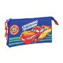 SAFTA Portatodo Triple Cars Disney Pixar con 3 Compartimentos Separados con Cremallera 22x3x12cm
