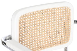 DKD Home Decor Silla Horeca Vintage Blanco Plateado Natural Olmo Ratan Acero Galvanizado 62 x 79 x 65.5 cm