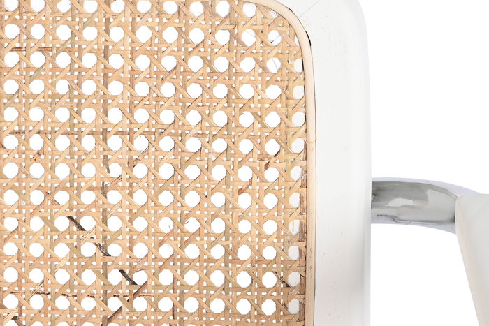 DKD Home Decor Silla Horeca Vintage Blanco Plateado Natural Olmo Ratan Acero Galvanizado 62 x 79 x 65.5 cm