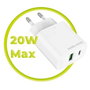 Mobile Origin MO12 Cargador de Pared PD20W Blanco con 1x USB-A y 1x USB-C