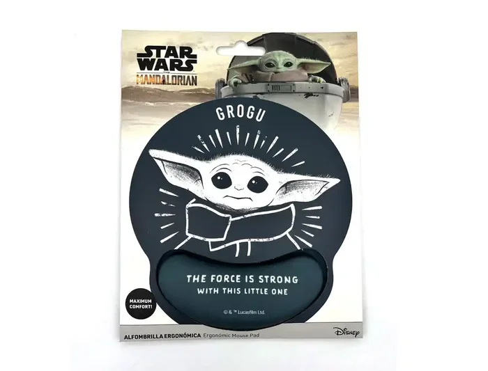 Wondee Alfombrilla Ratón Gel Ergonómica Mandalorian Grogu Star Wars Antideslizante Cómoda Lavable 250x20x230 mm