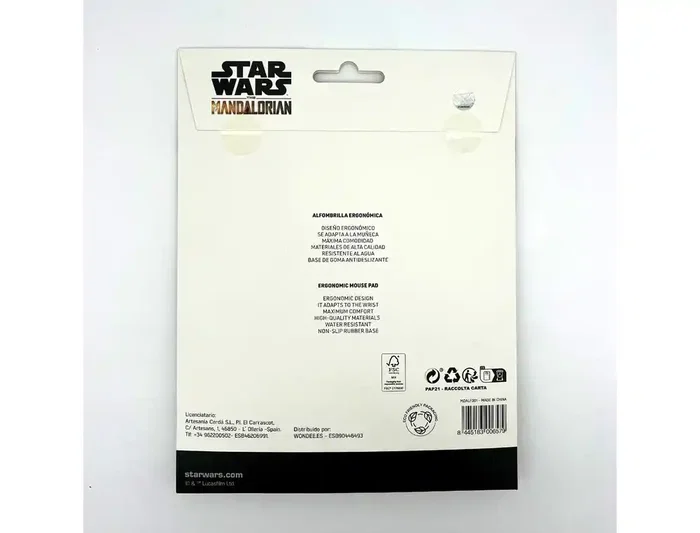 Wondee Alfombrilla Ratón Gel Ergonómica Mandalorian Grogu Star Wars Antideslizante Cómoda Lavable 250x20x230 mm