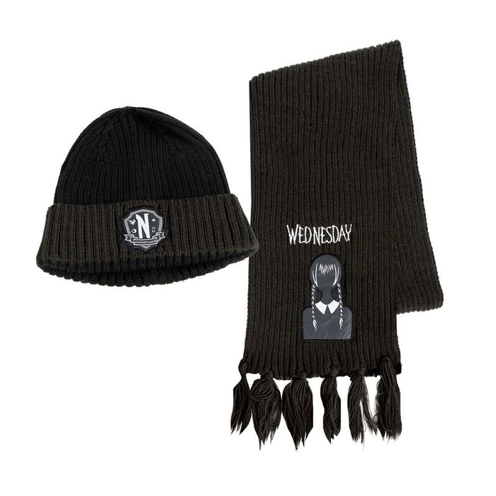 Cerdá Conjunto de 2 Piezas Gorro y Bufanda Wednesday Negro Cerdá Conjunto de 2 Piezas Gorro y Bufanda Wednesday Negro