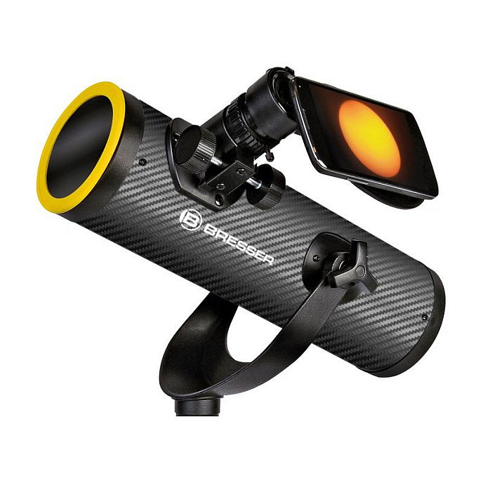 Bresser Telescopio AZ 76/350 Solarix con Trípode, Aumentos 35x, Diseño Carbón