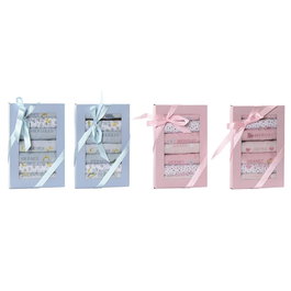 DKD Home Decor Babero Rosa Azul 0-6 Meses Set de 7 (4 Unidades) 29 x 3 x 19 cm