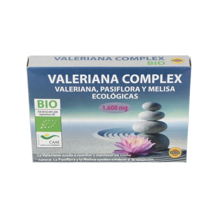 ROBIS Valeriana Complex Bio 60 Comp. - Complemento para Ansiedad, Insomnio, Estrés y Nerviosismo - Extractos de Valeriana, Melisa y Pasiflora Ecológicos ROBIS Valeriana Complex Bio 60 Comp. - Complemento para Ansiedad, Insomnio, Estrés y Nerviosismo - Extractos de Valeriana, Melisa y Pasiflora Ecológicos