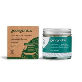 GEORGANICS Dentífrico Mineral Hierbabuena en Polvo 60ml - Blanqueador Natural, Sin Flúor, Vegano