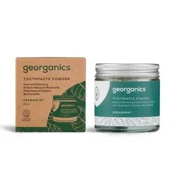 GEORGANICS Dentífrico Mineral Hierbabuena en Polvo 60ml - Blanqueador Natural, Sin Flúor, Vegano