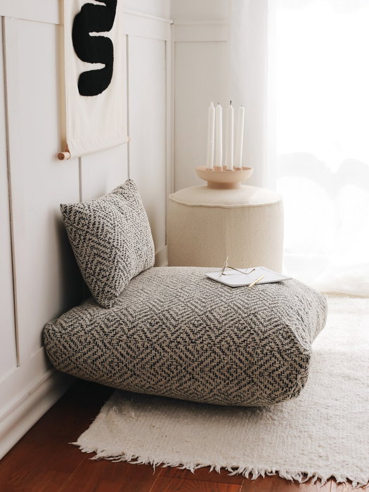 Atelier Del Sofa Zikzak Grey Cojín 70x27x70 cm en Tela TEDDY Color Gris