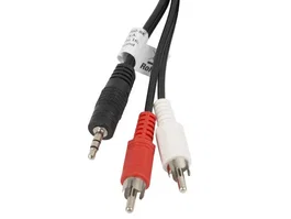 Lanberg CA-MJRC-10CC-0050-BK Cable de Audio Estéreo 3.5mm Jack Macho a 2x RCA Macho, 5 Metros, Negro