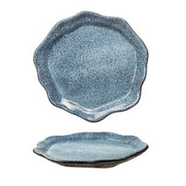 Summa Oyster Granilla Plato Llano Azul-Negro de Gres Vitrificado, 27 cm (Set de 6)