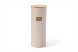 DKD Home Decor Bote de Metal y Bambú con Relieve de Pasta Beige
