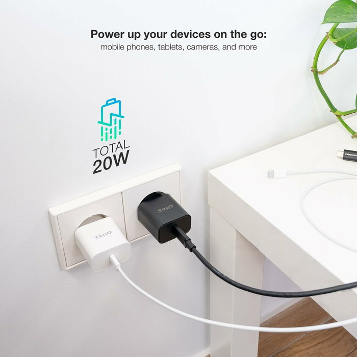 TooQ Cargador de Pared USB-C PD 20W Blanco TQWC-PDUSBC20W