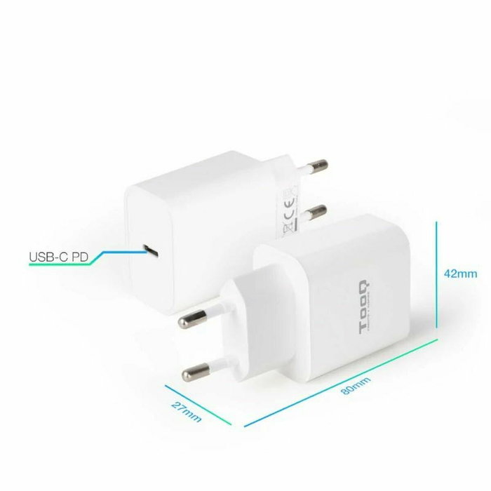 TooQ Cargador de Pared USB-C PD 20W Blanco TQWC-PDUSBC20W