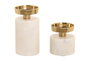 DKD Home Decor Set de 2 Candelabros de Granito y Acero Blanco