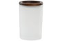 DKD Home Decor Portacepillos de Cristal Glaseado y Acacia 7x7x11,5 cm