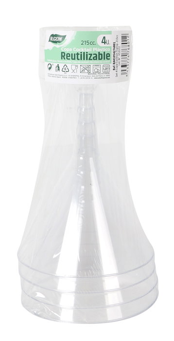 Algon Set de 4 Copas de Cocktail Transparentes 215 cc (24 Unidades)