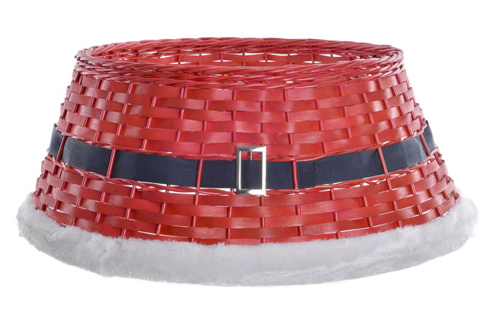 DKD Home Decor Base Árbol Mimbre Madera 70x70x28 Papá Noel Rojo