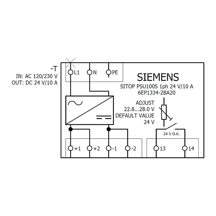 Siemens SITOP PSU100S 6EP1334-2BA20 24V 10A 288W