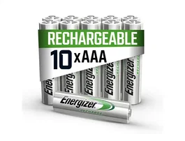 Energizer - Pila Recargable Power Plus AAA Accu Recharge 10 Unidades - Material Reciclado 22% - Blister