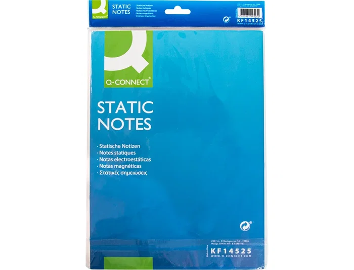 Q-connect Bloc de Notas Electrostáticas Adhesivas Quita y Pon Din A4 210x297mm 100 Hojas Colores Fluorescentes