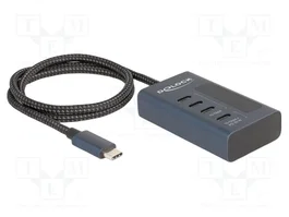 DeLOCK Hub USB 64189 con 4 puertos USB Type-C de 10 Gbps y PD de 20W - Azul