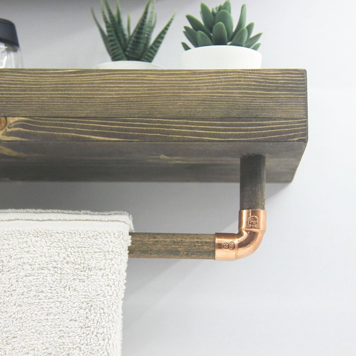 Hanah Home Aa117 Estantería de Pared Hecha a Mano, Madera de Abeto, Color Nogal, 50x15x15 cm