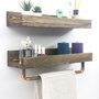 Hanah Home Aa117 Estantería de Pared Hecha a Mano, Madera de Abeto, Color Nogal, 50x15x15 cm