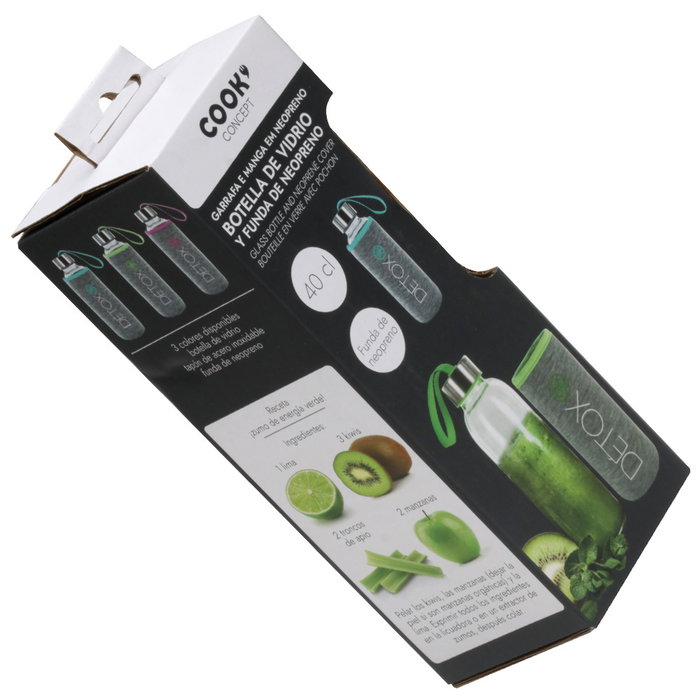 Cook Concept Botella de Cristal con Funda de Neopreno 400 ml Surtida