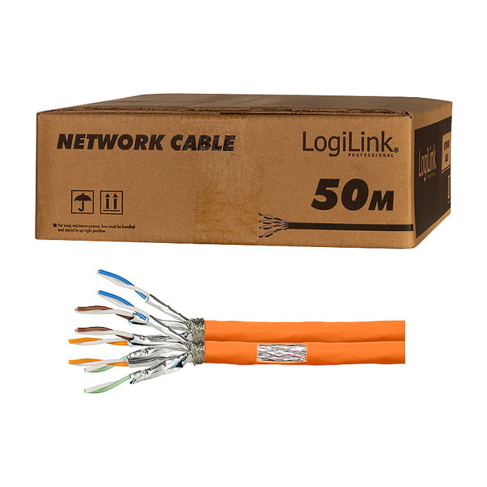 LogiLink Cable de instalación Cat.7 1000 MHz 23 AWG S/FTP 50m duplex naranja