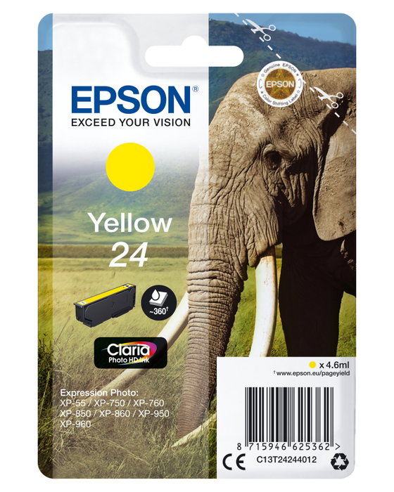 Epson Cartucho 24 Amarillo Original C13T24244012 Epson Cartucho 24 Amarillo Original C13T24244012