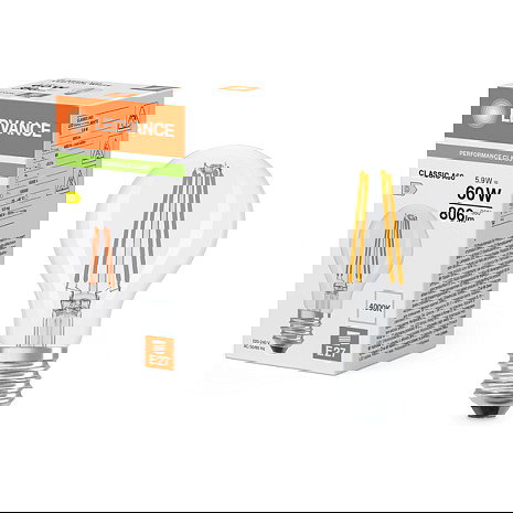 OSRAM A 60 Filament P E27 5.9W 840 Transparente LED Bombilla, 806 lm, Blanco Frío