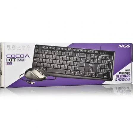 NGS Cocoa Kit V2 (COCOAKITV2SPANISH) - Teclado y Ratón con Cable, Kit Multimedia con Teclas de Acceso Directo y Ratón Óptico 1000 DPI NGS Cocoa Kit V2 (COCOAKITV2SPANISH) - Teclado y Ratón con Cable, Kit Multimedia con Teclas de Acceso Directo y Ratón Óptico 1000 DPI