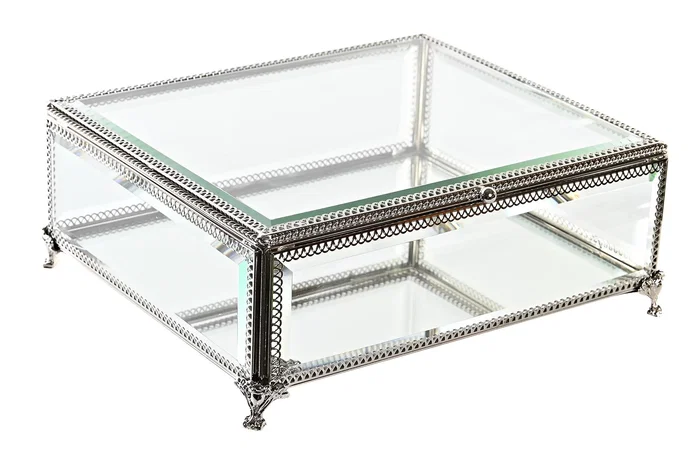 DKD Home Decor Joyero Tradicional Plateado Transparente Cristal Metal 21 x 10 x 25 cm DKD Home Decor Joyero Tradicional Plateado Transparente Cristal Metal 21 x 10 x 25 cm