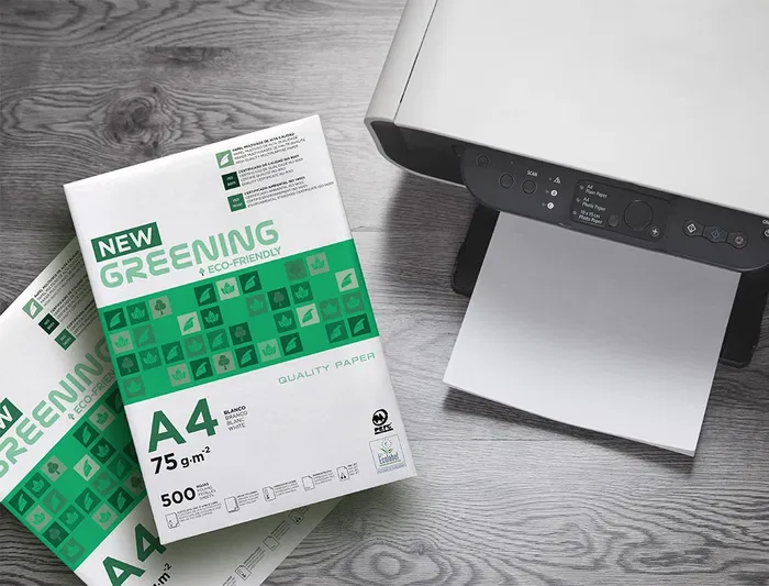 Greening copy Papel Fotocopiadora DIN A4 75 Gramos, Paquete 500 Hojas, Multifuncion Blanco