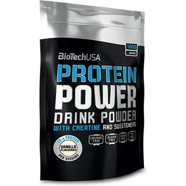 BIOTECHUSA Protein Power Batido de Proteínas - Sabor Plátano-Fresa - 1000g
