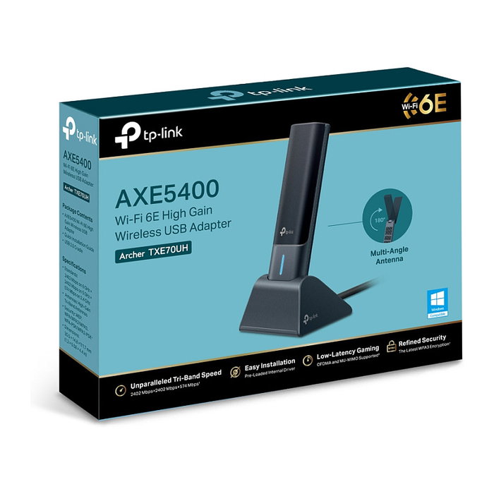 TP-Link Archer TXE70UH V1 Adaptador de Red USB 3.0 Wi-Fi 6E Tribanda 5400 Mbps Negro