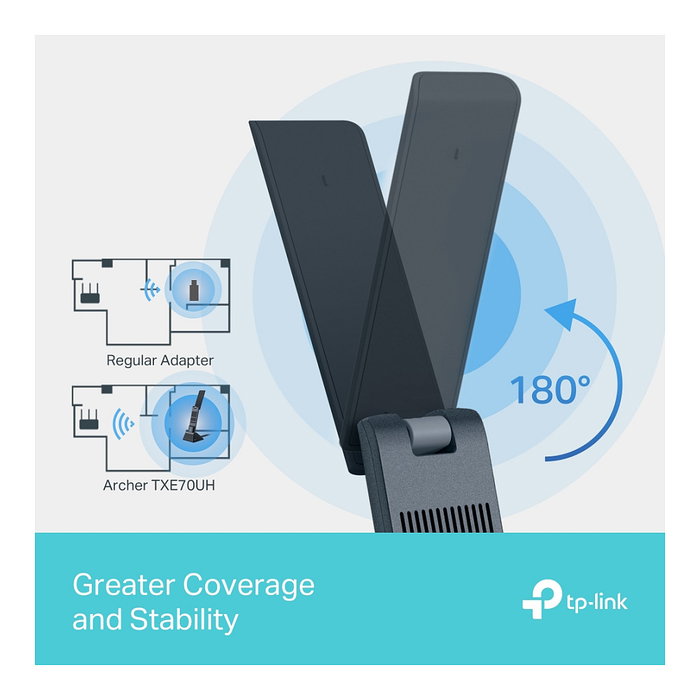 TP-Link Archer TXE70UH V1 Adaptador de Red USB 3.0 Wi-Fi 6E Tribanda 5400 Mbps Negro