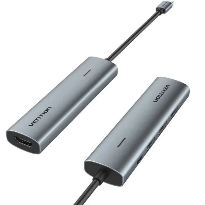 Vention Docking Station USB-C 5 en 1, Hub Expansión con 3x USB 3.0, 1x HDMI 4K@30Hz, 1x USB-C PD 100W para Portátil, Aluminio