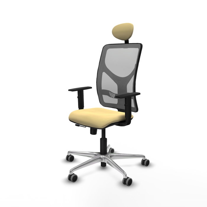 PIQUERAS Y CRESPO Silla de oficina Motilla con mecanismo Sincro/Traslack, Crema y Gris