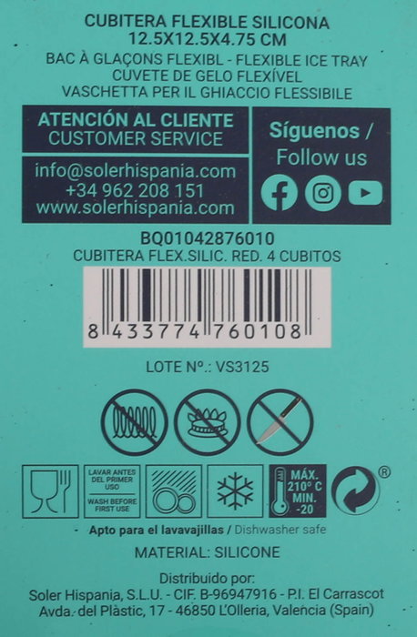 Quttin Cubitera Flexible Silicona Roja 24 Unidades