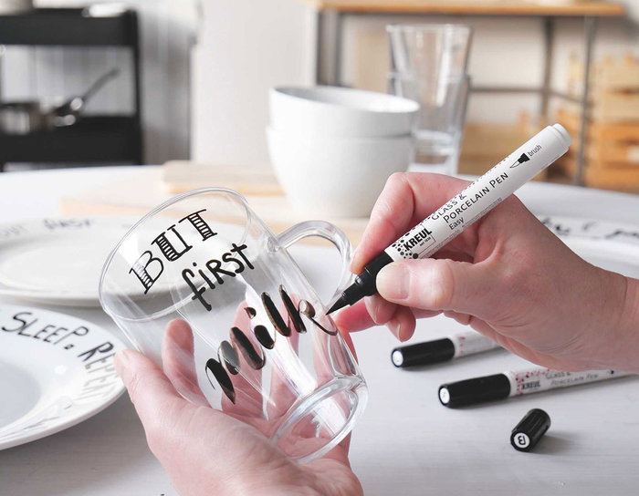 Kreul Set de 4 rotuladores GLASS&PORCELAIN para vidrio y porcelana