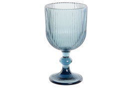 DKD Home Decor Set de 6 Copas de Vino de Cristal Azul Rayado 325ml