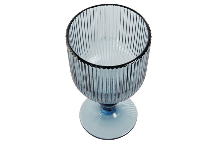 DKD Home Decor Set de 6 Copas de Vino de Cristal Azul Rayado 325ml