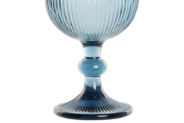 DKD Home Decor Set de 6 Copas de Vino de Cristal Azul Rayado 325ml