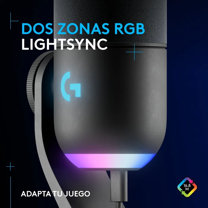 Logitech G Yeti GX Micrófono USB Negro con RGB LIGHTSYNC