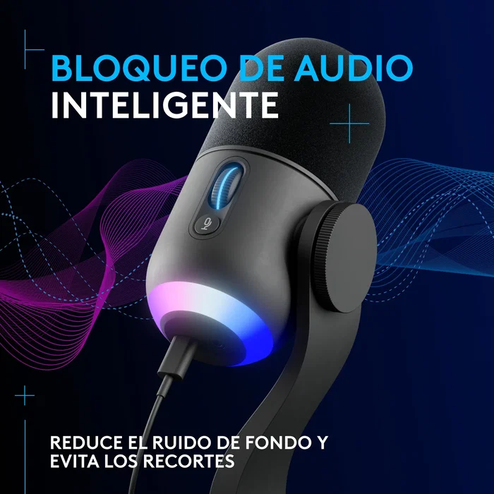 Logitech G Yeti GX Micrófono USB Negro con RGB LIGHTSYNC