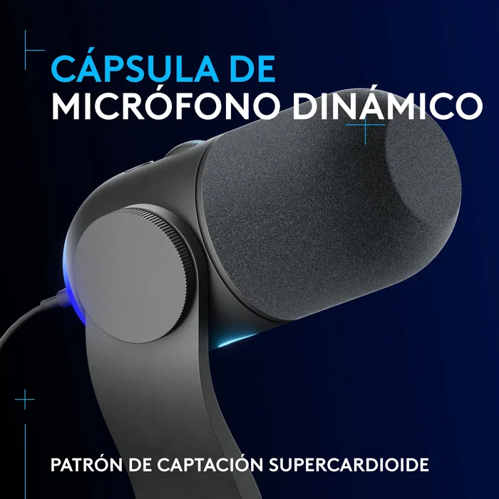 Logitech G Yeti GX Micrófono USB Negro con RGB LIGHTSYNC