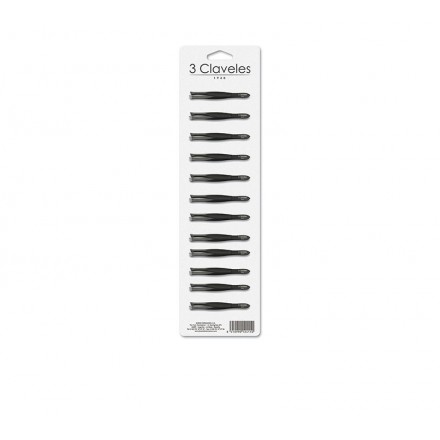 Tres Claveles Pinza de Depilar Sesgada Negra 8 cm (Pack de 12 unidades)
