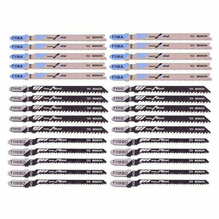 Bosch Professional Kit de hojas de sierra de calar 2607010903 para madera blanda y metal